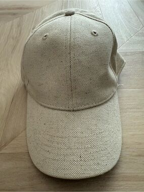 Neutral Beige Cotton Baseball Cap